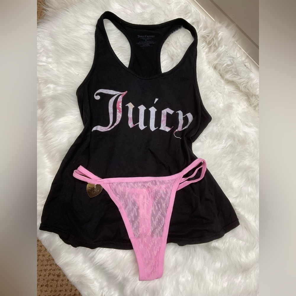 Juicy Couture Black and Pink Logo Tank Set